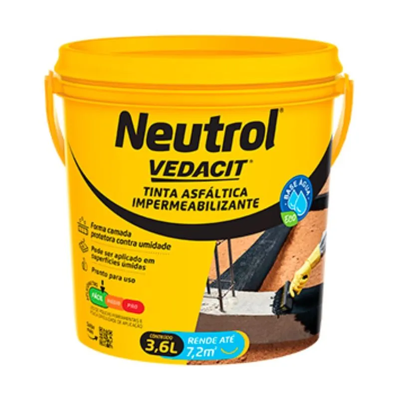 Neutrol Acqua Tinta Asfáltica Base d'Àgua Galão 3,6L - Vedacit
